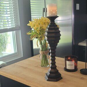 Tall Wood Candle Holder